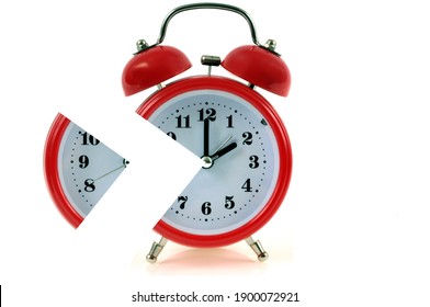 Part Time Concept With A Split Alarm Clock On White Background