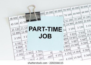 Part Time Job Text On A Blue Card Clip To A Document On The Table