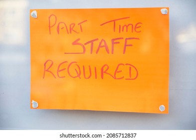 Part Time Staff Required Job Vacancy Sign