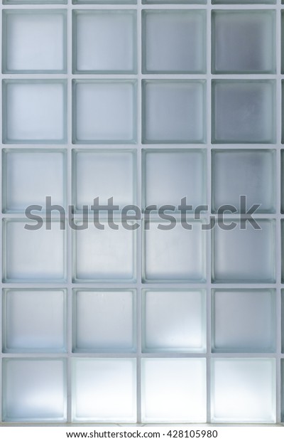 Part of the wall of\
frosted glass bricks. 