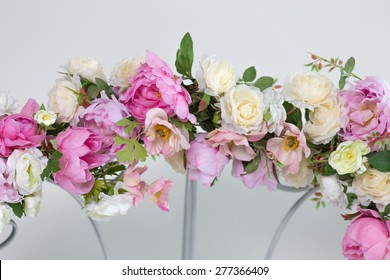 Part of wedding arch with pink and white flowers - Shutterstock ID 277366409