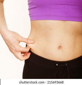 Part Of Womans Stomach Close Up Isolated, Sport Body