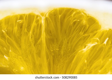 Part Of The Yellow Pulp Lemon Closeup.