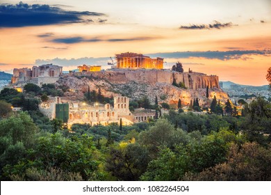 Parthenon, Acropolis Of Athens, Greece At Summer Sunrise