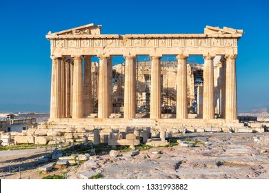 Parthenon Temple In Acropolis, Athens, Greece. 