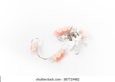 partial dental prosthetics(dentureX on a white background