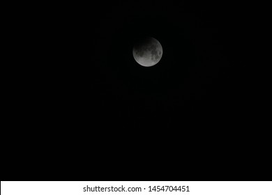 Partial Lunar Eclipse - 17th July 2019 - It Occurs When The Earth Moves Between The Sun & Moon , But The Three Celestial Bodies Do Not Form A Straight Line In Space.