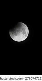 A partial lunar eclipse captured in close-up photos of lunar craters.