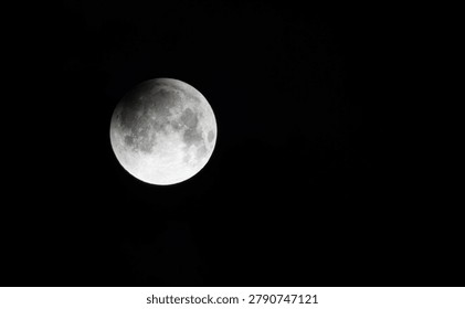 A partial lunar eclipse captured in close-up photos of lunar craters.