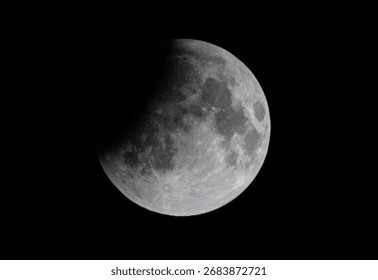 Partial lunar eclipse — Earth’s shadow crossing the Moon, astronomy close-up