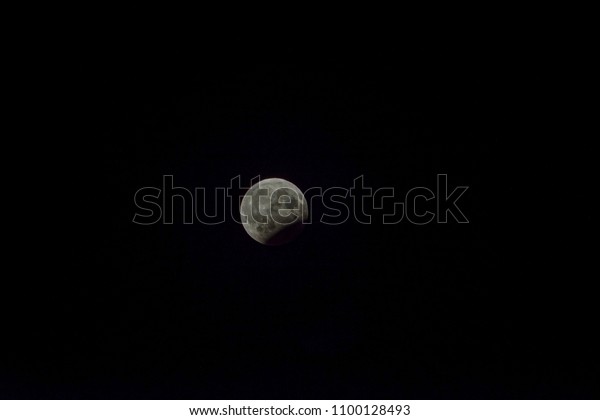 Partial lunar eclipse, when full moon falls into\
earth\'s shadow