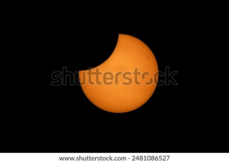 Partial solar eclipse 25 Oct 2022 at 10:45:34 from South Ayrshire Scotland with sun spots and limb darkening - Lens focal length 840mm