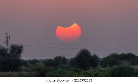 Partial Solar Eclipse on October 25, 2022 from Desert National Park, Jaisalmer, Rajasthan, India