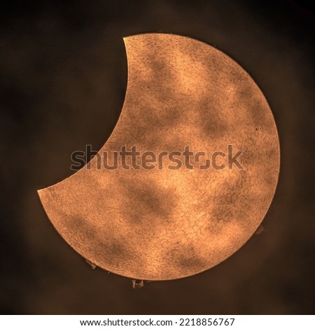 Partial solar eclipse, photographed on October 25, 2022, with an H-alpha solar telescope from Mannheim in Germany.