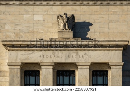 Partial View of the Federal Reserve ('Fed') Headquarters Office Building in Washington, D.C. Imagine de stoc © 