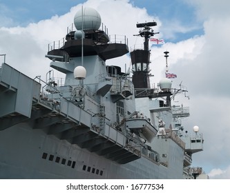 Partial View Of Modern British War Ship