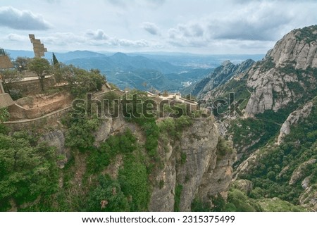 Partial view of the mountains from the abbey of Santa Maria de Montserrat in Monistrol.
