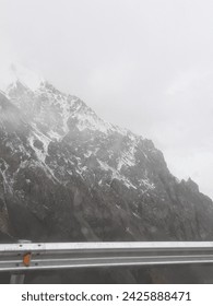 partial whits mountain captured from inside the car