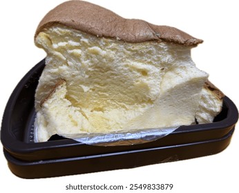 A partially eaten cheesecake with roughly half of the slice remaining. - Powered by Shutterstock