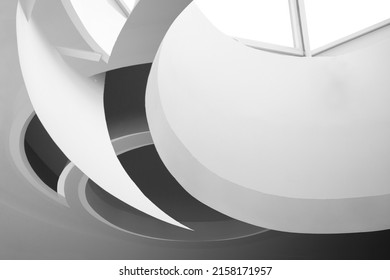 Partially isolated photo of roof and ceiling structure. Abstract modern architecture. Fragment of hi-tech building. Round dome shape. Commercial estate. Minimal background. Geometric pattern of curves - Powered by Shutterstock