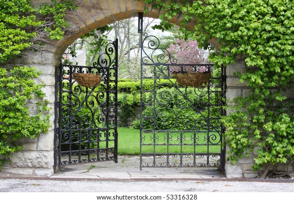 Partially Open Gate Entrance Garden Stock Photo 53316328 | Shutterstock