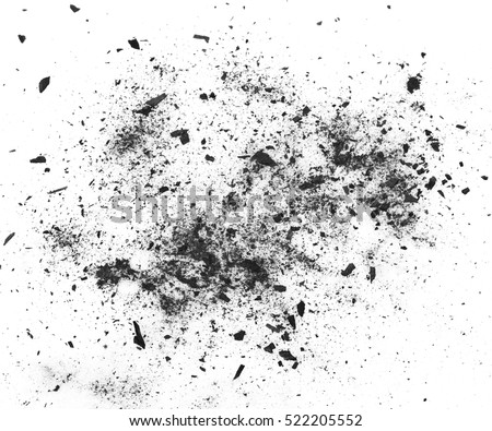 particles of charcoal on a white background 