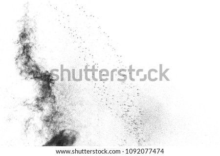   particles of charcoal on white background,abstract powder splatted background,Freeze motion of black powder