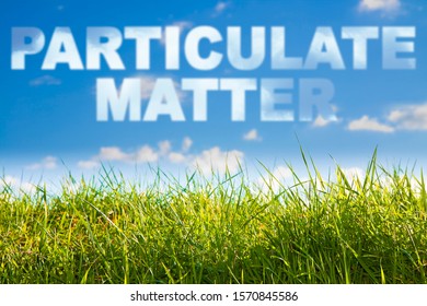 Particulate Matter (PM) Concept Image Against A Green Wild Grass On Sky Background.