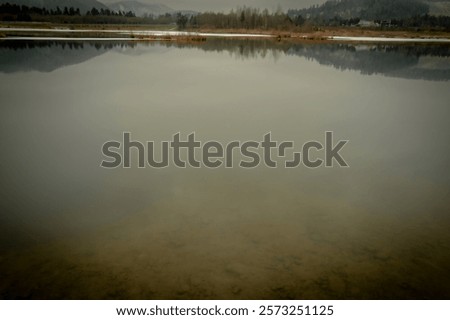 Similar – Image, Stock Photo Partly frozen lake with a view of the snow-covered fir forest