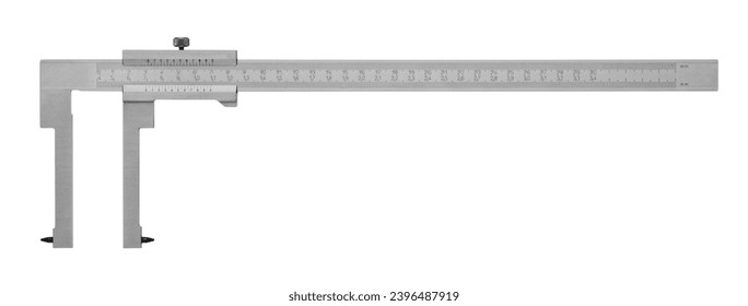 Partly open vernier caliper isolated in white background