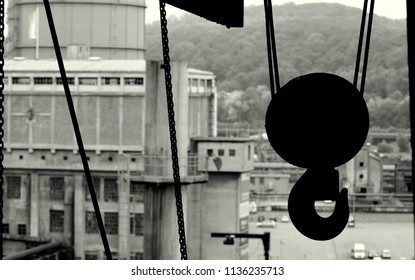 Parts Of A Crane In A Historic Steel Mill. Unesco World Heritage Völklinger Hütte.