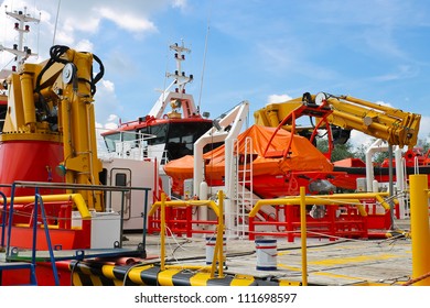 Parts and equipment of new ships being built at the shipyard - Shutterstock ID 111698597