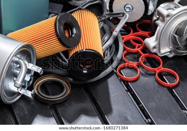parts for scheduled car\
maintenance.Oil , air , fuel filter, Water pumps motor, belt car\
engine   for car 