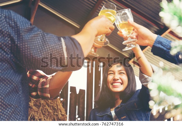 Party Barn Group Friends Christmas Festival Stock Photo Edit Now