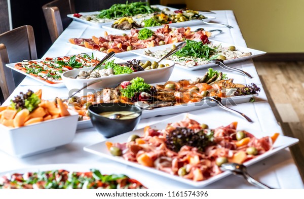 Party Brunch Big Buffet Table Setting Stock Photo (Edit Now) 1161574396