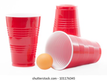 Party Cups With Ping Pong Ball, Party With Alcohol, College Party