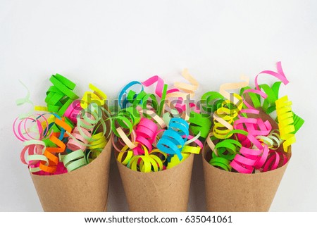 Party decoration on white background, copy space