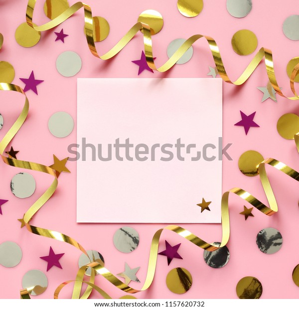 Party Decorations Golden Pink Silver Confetti Holidays Stock Image