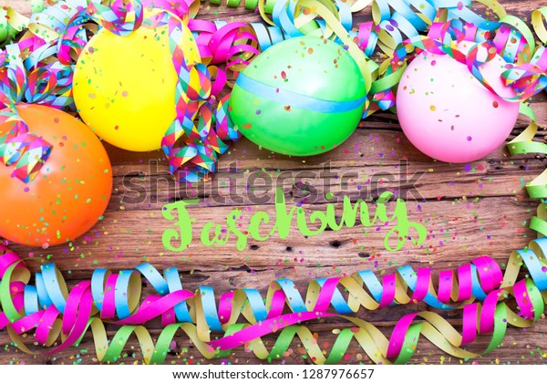 Party Fasching Karte Card Banner Streamers Stock Photo Edit Now