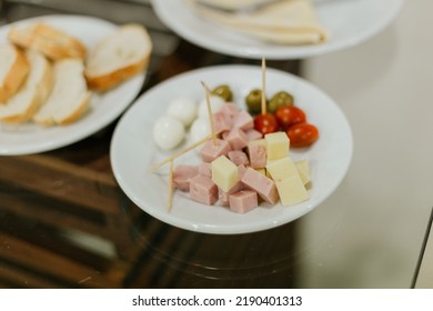 Party Food Entree With Presejunto, Cheese, Eggs And Tomato