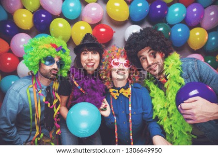 Similar – Image, Stock Photo Young happy couple enjoying a birthday party