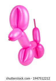 Party Pink Balloon Dog Isolated On The White Background