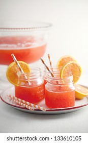 Party Punch Bowl With Mason Jar Punch Glasses