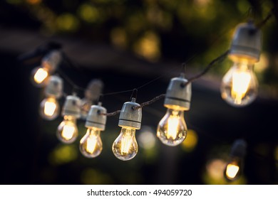 Party String Lights Hanging In A Line