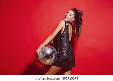 Party Woman With Disco Ball 