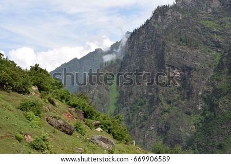 Parvati valley Mountain view near kasol, gheer ganga Kullu Himachal Pradesh India