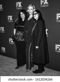 Pasadena, CA - January 09, 2020: (L-R) Dahvi Waller, Cate Blanchett, And Stacey Sher Of 'Mrs. America'  Attend The FX Networks' Star Walk Winter Press Tour 2020 At The Langham Huntington