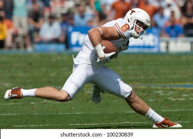 PASADENA, CA. - SEP 17: Texas Longhorns WR Jaxon Shipley #8 In Action During The NCAA Football Game Between The Texas Longhorns & The UCLA Bruins On Sep 17 2011 At The Rose Bowl.