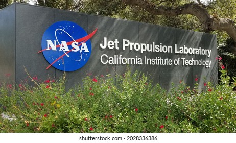 Pasadena, CA, United States - 8-11-2021: NASA, Jet Propulsion Laboratory, California Institute Of Technology Entrance Sign