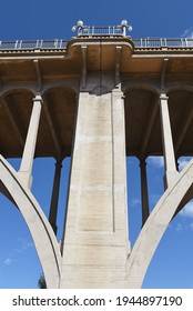 PASADENA, CALIFORNIA - 26 MAR 2021: Closeup Detail Of The Colorado Street Bridge. The Beaux Arts Style Structure Is On The National Register Of Historic Places